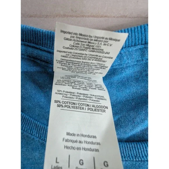 Gildan Size Large Womens Blue Canning Graphic Short Sleeve Casual Top - Picture 7 of 8